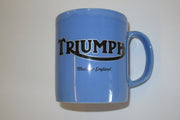 Triumph Mug 10oz coffee cup ceramic motorcycle Commando Black logo on Blue UK Made