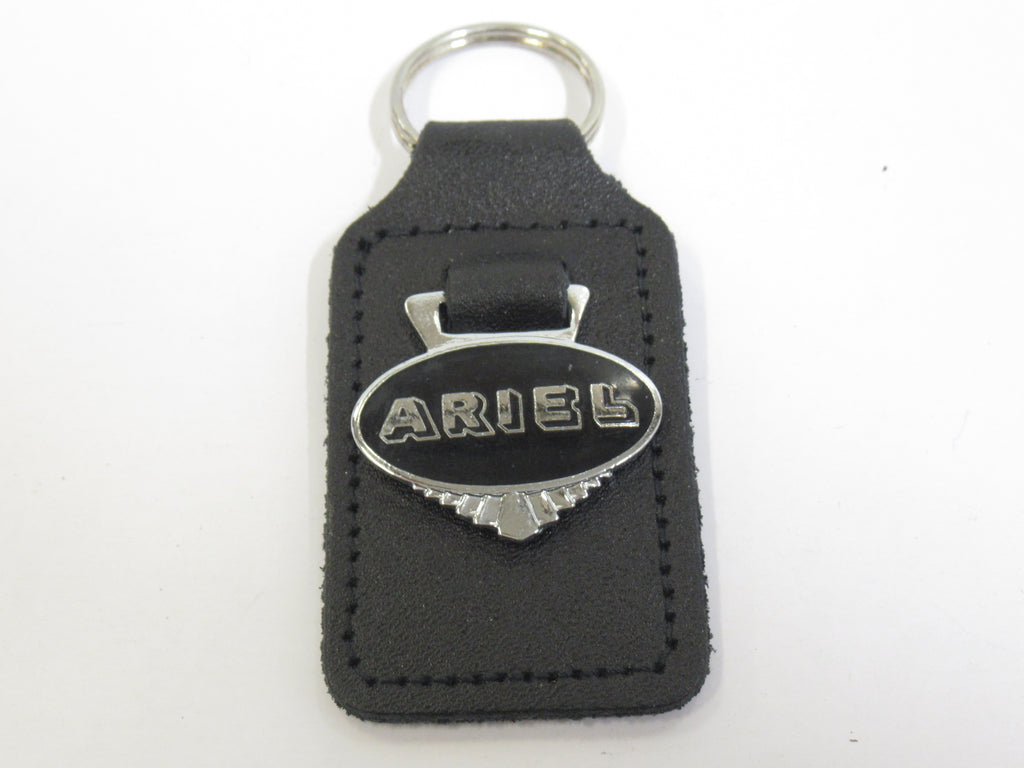 vintage Ariel key ring fob chain motorcycle black badge UK Made smooth leather holder