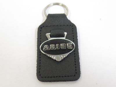 vintage Ariel key ring fob chain motorcycle black badge UK Made smooth leather holder