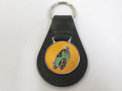 vintage cafe racer racing key fob made in england leather