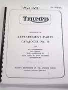 Triumph 1960 61 62 6T TR6 T120 Full Parts Book Bonneville Trophy Thunderbird 