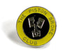 The Piston Broke Club Pin yellow chrome enamel lapel jacket badge Made n England