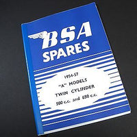 BSA Spares manual parts book catalog 1954-1957 "A" Models Twins 500 650 A7 A10