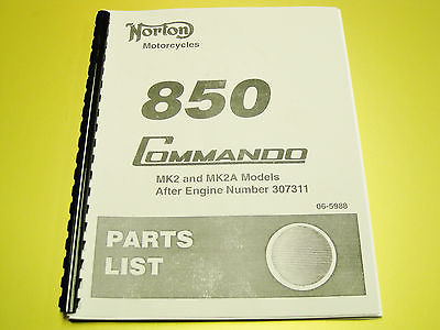 Norton Commando 850 parts list spares manual book MKII MKIIA 06-5988