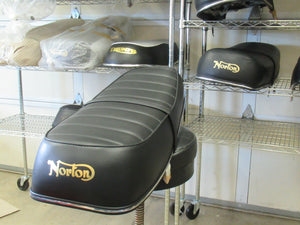 New Seat Norton Commando 750 Roadster ribbed top chrome trim w strap UK Made Andover
