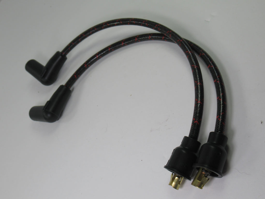 Copper Spark Plug Wires Triumph 6T 1961 1962 pre-unit woven cloth wire set black w red