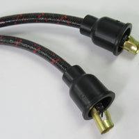 Copper Spark Plug Wires Triumph 6T 1961 1962 pre-unit woven cloth wire set black w red