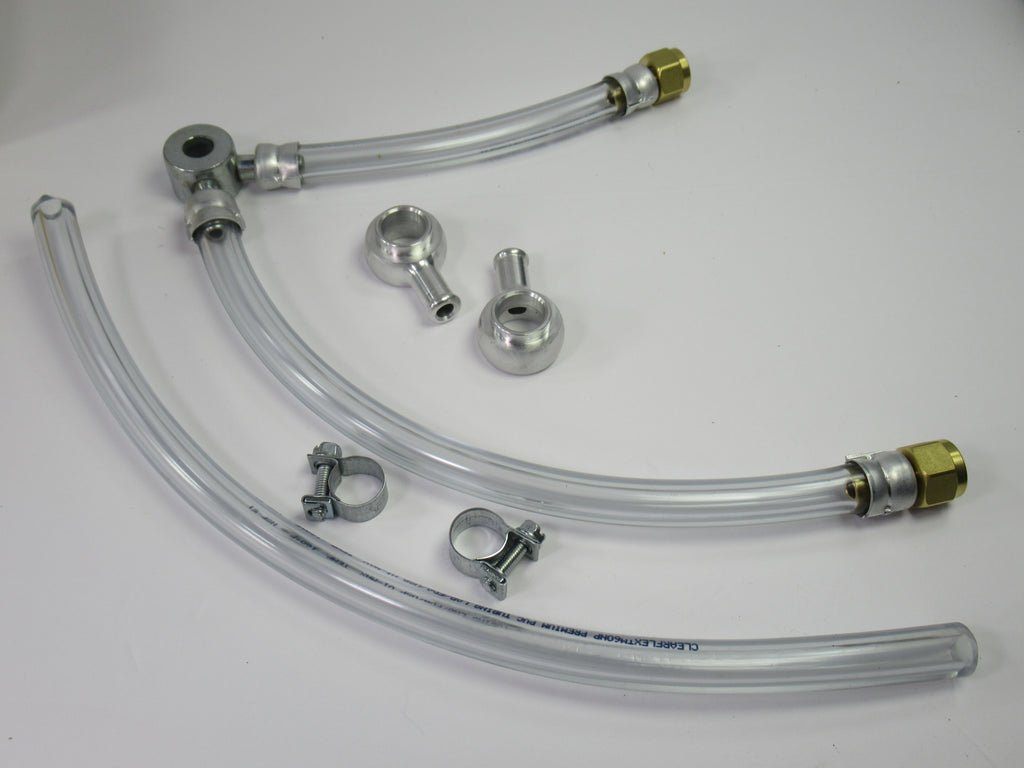 Fuel line set Amal Monoblock Triumph T100 Daytona 1967 w half width bowl crossover pipe