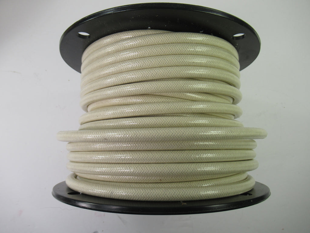 White woven cotton covered Spark Plug Wire 7mm stranded copper Core By The Foot