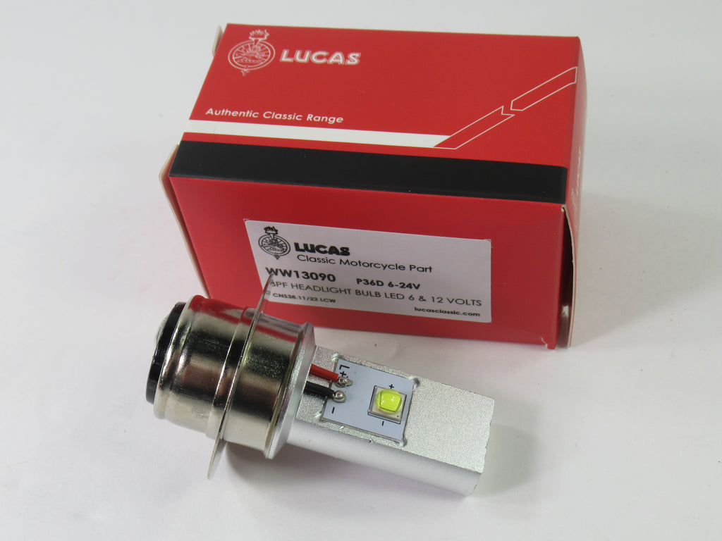 LED Lucas base BULB headlight 12v 6v 12 or 6 volt positive