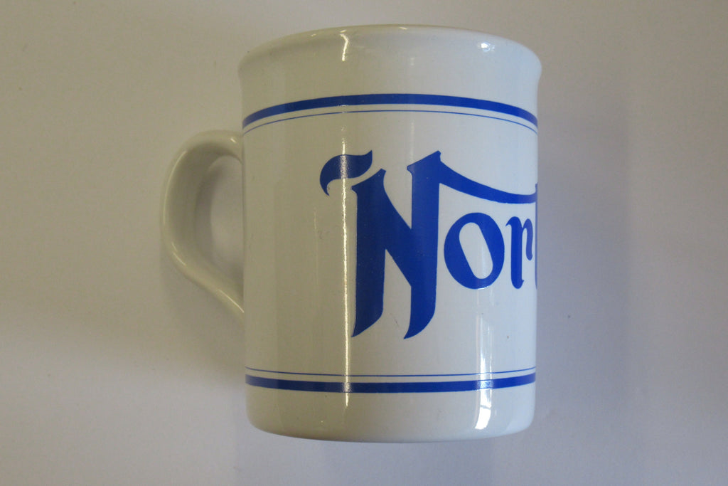 Norton Mug 10oz coffee cup ceramic motorcycle Commando Blue logo white UK Made