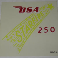 BSA Starfire 250 Decal peel and stick 3x3