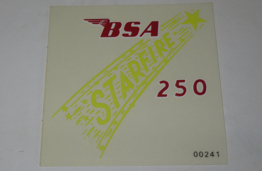 BSA Starfire 250 Decal peel and stick 3x3