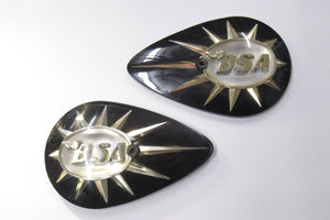 BSA tank badge set tear drop pear emblem UK made High Quality Black gold