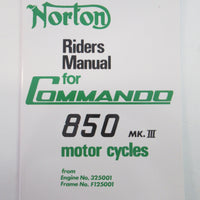 Norton Commando 850 MK3 MKIII Rider's Manual Handbook 06-6240 OEM UK made