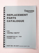 99-2257C Triumph Bonneville 750 Tiger 750 replacement parts catalogue book 1967-1977