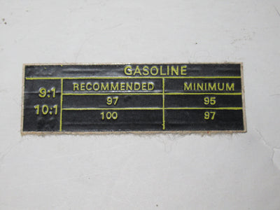 Norton Gasoline recommended decal Commando Atlas 9:1 / 10:1 NOS peel and stick Dryfix