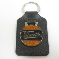 vintage Velocette motorcycle key fob leather