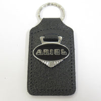 vintage Ariel key ring fob chain motorcycle black badge UK Made rugged leather holder