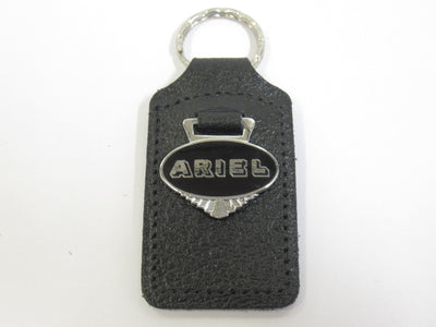 vintage Ariel key ring fob chain motorcycle black badge UK Made rugged leather holder