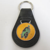 vintage cafe racer racing key fob made in england leather