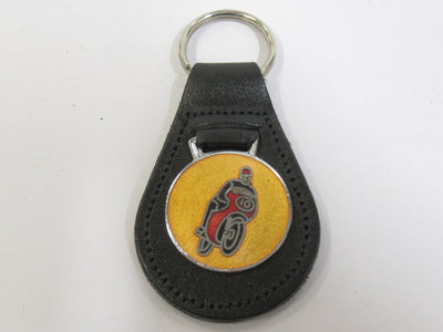 vintage cafe racer racing key fob made in england leather red