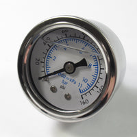 Oil pressure gauge PSI 0-100psi KPA 0-1100kpa / bar White face with blue black text