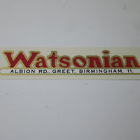 Watsonian vinyl DECAL peel & stick Albion RD Greet Birmingham 11 British Motorcycle Sidecar