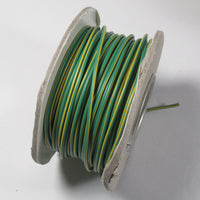 Lucas wire by the foot, 1 foot of Green wire with Yellow stripe UK Made