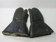 Black leather cold weather gauntlet gloves Vintage motorcycle retro Medium to large