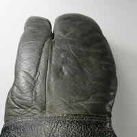 Black leather cold weather gauntlet gloves Vintage motorcycle retro Medium to large 1950s