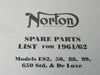 PARTS LIST ALL MODELS 1961-62 inc 750 ATLAS supplement