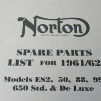 PARTS LIST ALL MODELS 1961-62 inc 750 ATLAS supplement