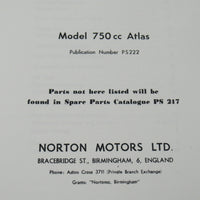 PARTS LIST ALL MODELS 1961-62 inc 750 ATLAS supplement