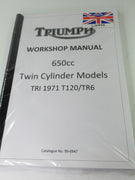 Triumph Workshop Manual 650 40cu in. Twins 99-0947 KE 00001 book catalog