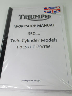 Triumph Workshop Manual 650 40cu in. Twins 99-0947 KE 00001 book catalog