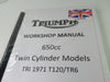 Triumph Workshop Manual 650 40cu in. Twins 99-0947 KE 00001 book catalog