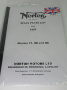 Norton parts book 1957 ES2 88 99 and 50 models spare part manual
