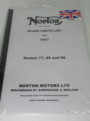 Norton parts book 1957 ES2 88 99 and 50 models spare part manual