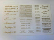 decal sheet Triumph unit 650 Bonneville Tiger Trophy GOLD Waterslide T120 TR6