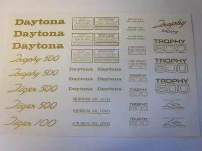 decal sheet Triumph unit 500 Daytona Tiger Trophy GOLD Waterslide T100 Sports