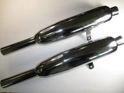70-4118/19 Triumph muffler set 6T T110 T120 Duplex pre-Unit mufflers 1 3/4" E4118/9