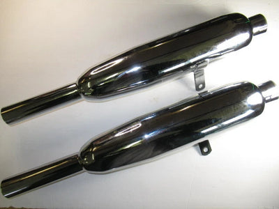 70-4118/19 Triumph muffler set 6T T110 T120 Duplex pre-Unit mufflers 1 3/4