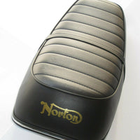 New Seat Norton Commando 750 Roadster ribbed top chrome trim w strap UK Made Andover