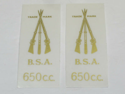 BSA piled arms decal transfer gold 650 stacked rifles rear no. plate side cover * !
