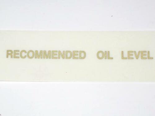 Recommended Oil Level vinyl decal Triumph BSA gold letters motorcycle