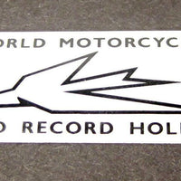 Tank top decal Triumph twin world motorcycle speed record holder decal sticker