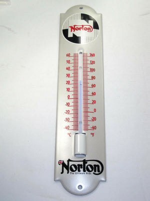 Norton Thermometer Silver enamel metal clad UK Made motorcycle retro deco NEW * !