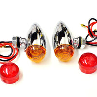 Chrome Slimline Bullet Light Set marker Amber/Red motorcycle turn signal * !