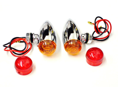 Chrome Slimline Bullet Light Set marker Amber/Red motorcycle turn signal * !